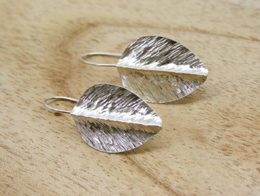 Handmade silver leaf earrings