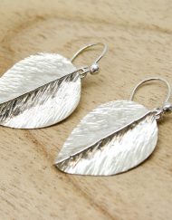 Handmade silver leaf earrings