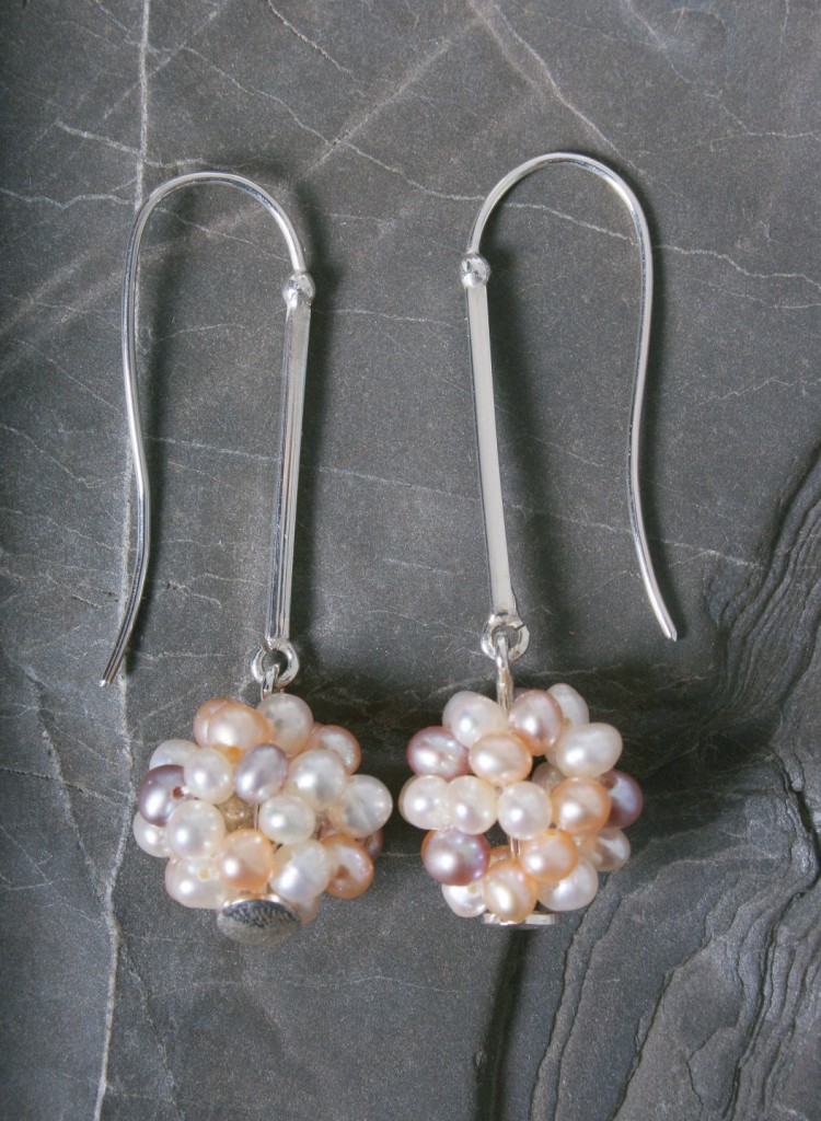 Sterling silver and freshwater pearl cluster drop earrings Starboard