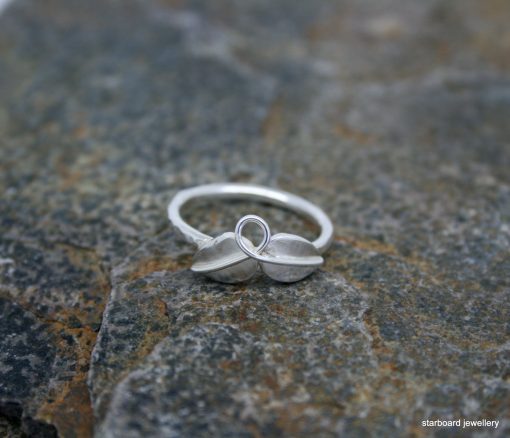two leaf ring in sterling silver