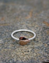 Copper heart on sterling silver ring