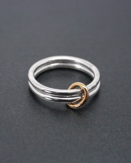 Two band loose silver ring with brass detail | Starboard Jewellery