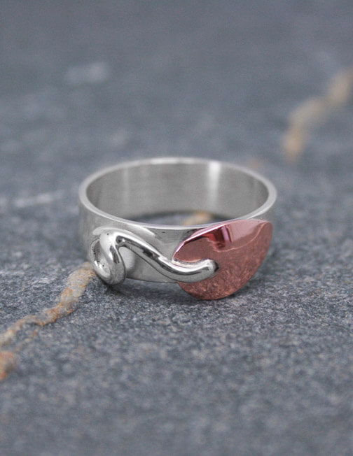 Silver ring with copper leaf | Starboard Jewellery