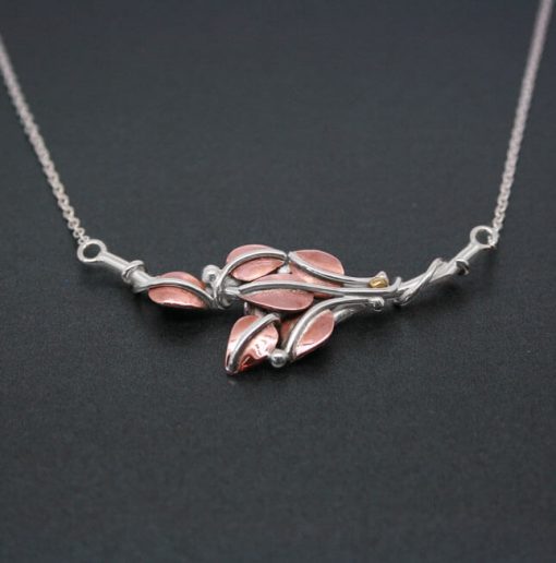 Handmade silver & copper leaf necklace | Starboard Jewellery