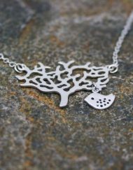 Tree of life with small love bird necklace