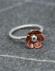 Copper and silver daisy ring