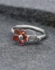 Handmade copper and silver daisy ring