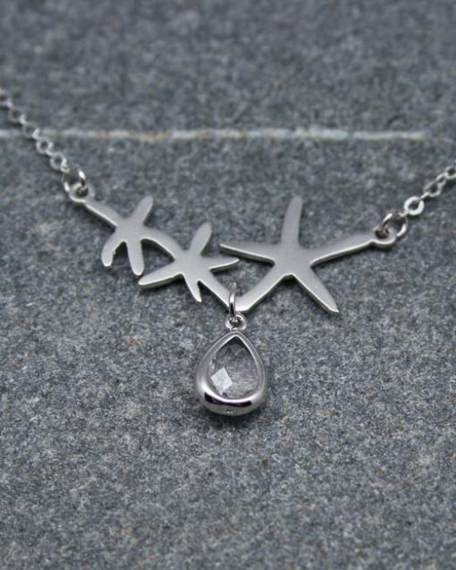 Starfish necklace with crystal drop