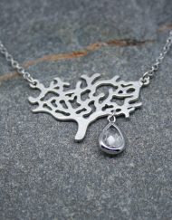 Tree of life and crystal drop necklace
