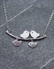 Two birds on a branch necklace