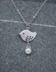 Lovebird and pearl drop necklace