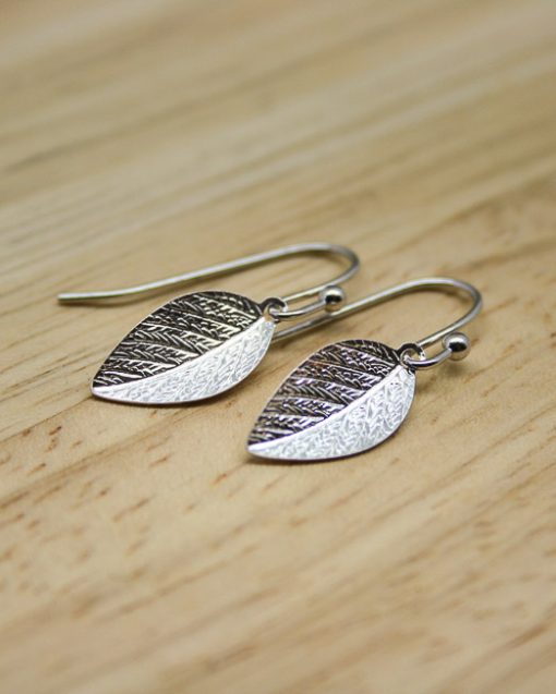Silver plate leaf earrings