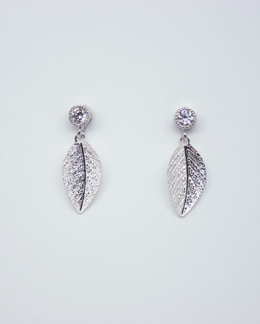 Crystal and leaf stud earrings 2
