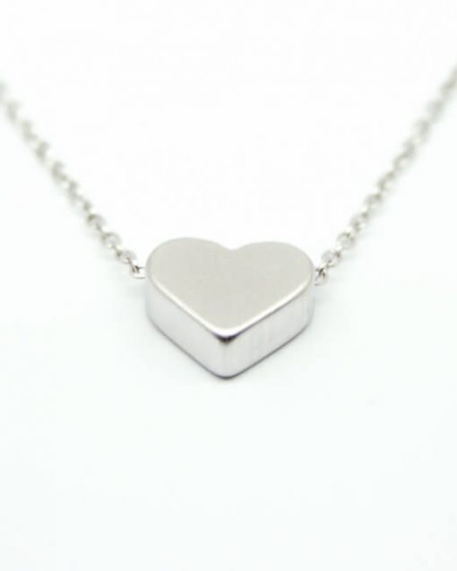 Heart necklace rhodium plated