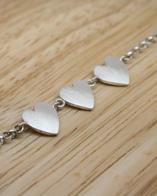 Romantic silver three heart bracelet