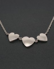 Romantic silver three heart necklace