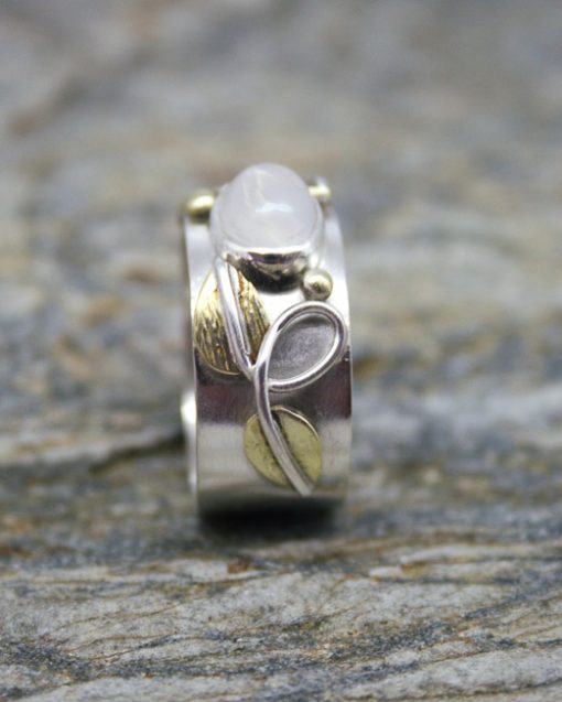 Handmade sterling silver and moonstone ring with wire detail 1