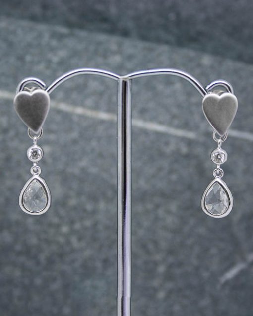 Heart and crystal drop earrings