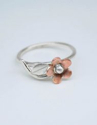 Silver and copper simple daisy ring