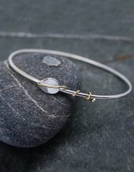 Silver bangle with silver leaf