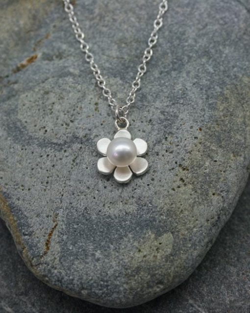 Silver and pearl flower necklace | Starboard Jewellery