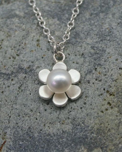Silver and pearl flower necklace | Starboard Jewellery