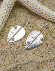 Handmade silver leaf earrings jewellery UK