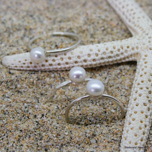 Silver and 5.5mm freshwater pearl rings