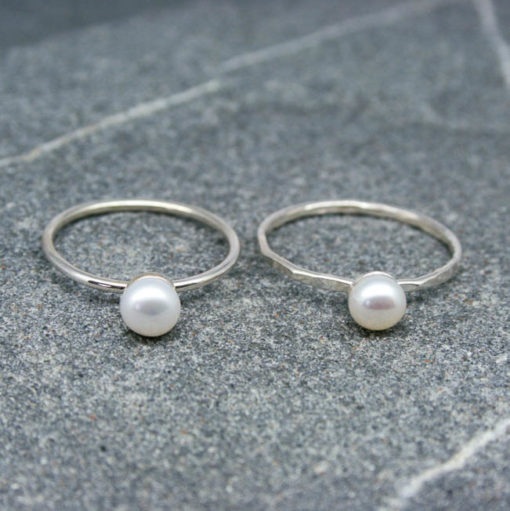 Silver and 5.5mm freshwater pearl rings