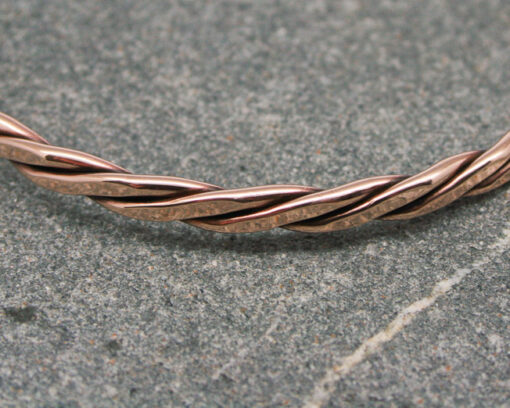 Handmade Twisted Bronze Celtic Wire Bangle With Rolled Edges | Starboard Jewellery