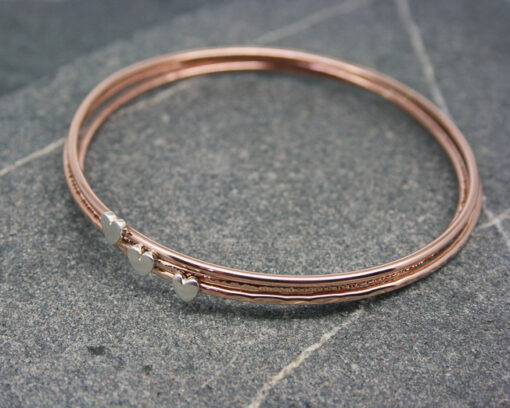 Handmade bronze and sterling silver heart bangle | Starboard Jewellery