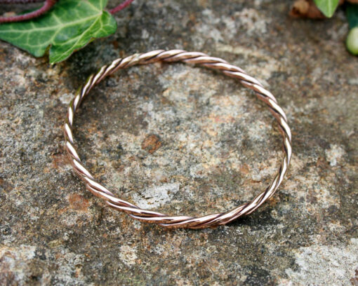 Handmade Twisted Bronze Celtic Wire Bangle With Rolled Edges | Starboard Jewellery