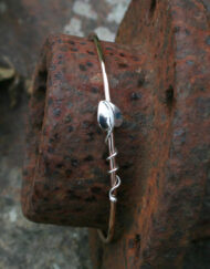 Handmade Bronze and Sterling Silver Leaf Bangle | Starboard Jewellery